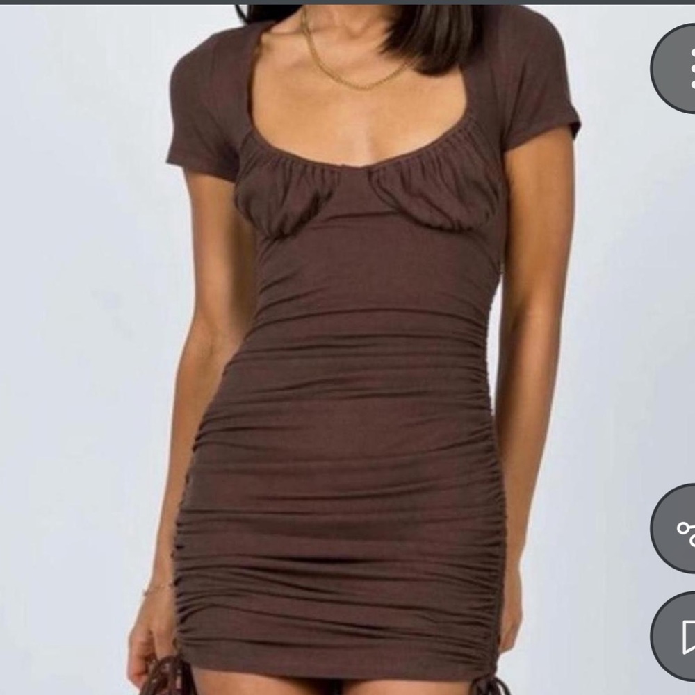 Princess Polly Chocolate Brown Ruched Mini Dress